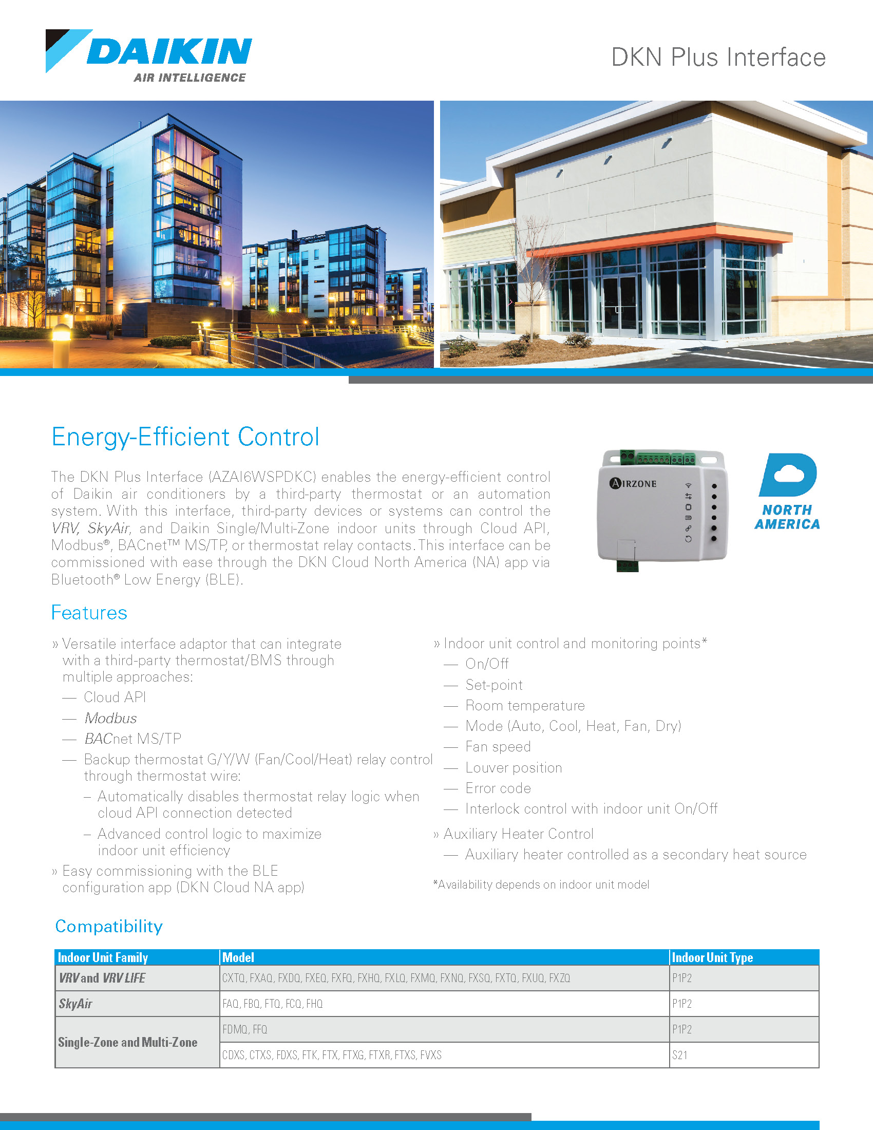 Daikin Mini Split Wireless Interface & Wall Mount Thermostat Compatible, AZAI6WSPDKC